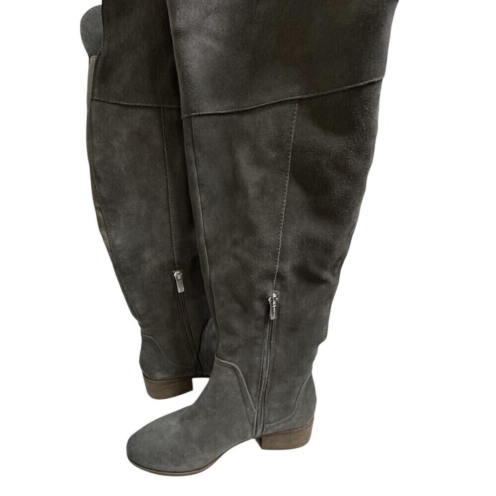 Vince Camuto Kochelda Suede Over The Knee Boots Womens 8.5 Gray Flat Zip Riding - Picture 4 of 7